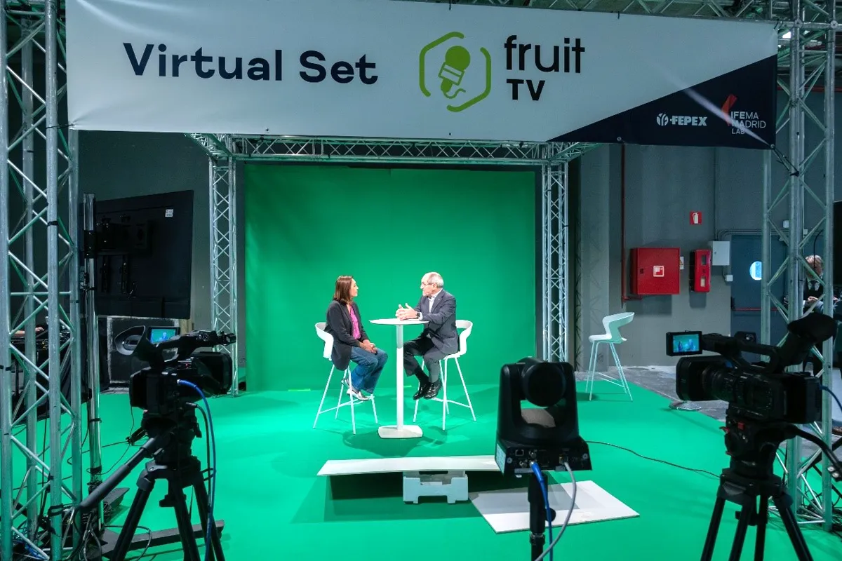 People on the set of Fruit TV at Fruit Attraction